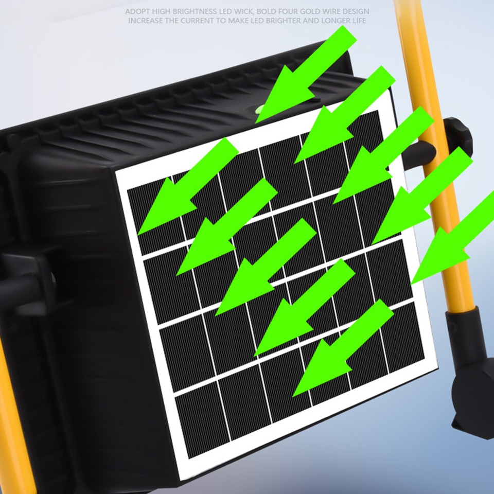 Solar Working Light 80W Waterproof IP67 Built in 18650 Battery Charge in Sun or Usb Rechargeable Industrial Portable Flood Lamp