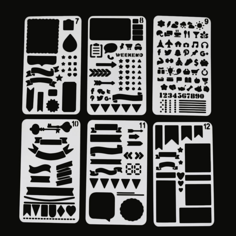 12 Malerei Vorlage DIY Schichtung Schablonen Malerei Sammelalbum Färbung Präge Album Dekorative Karte Vorlage