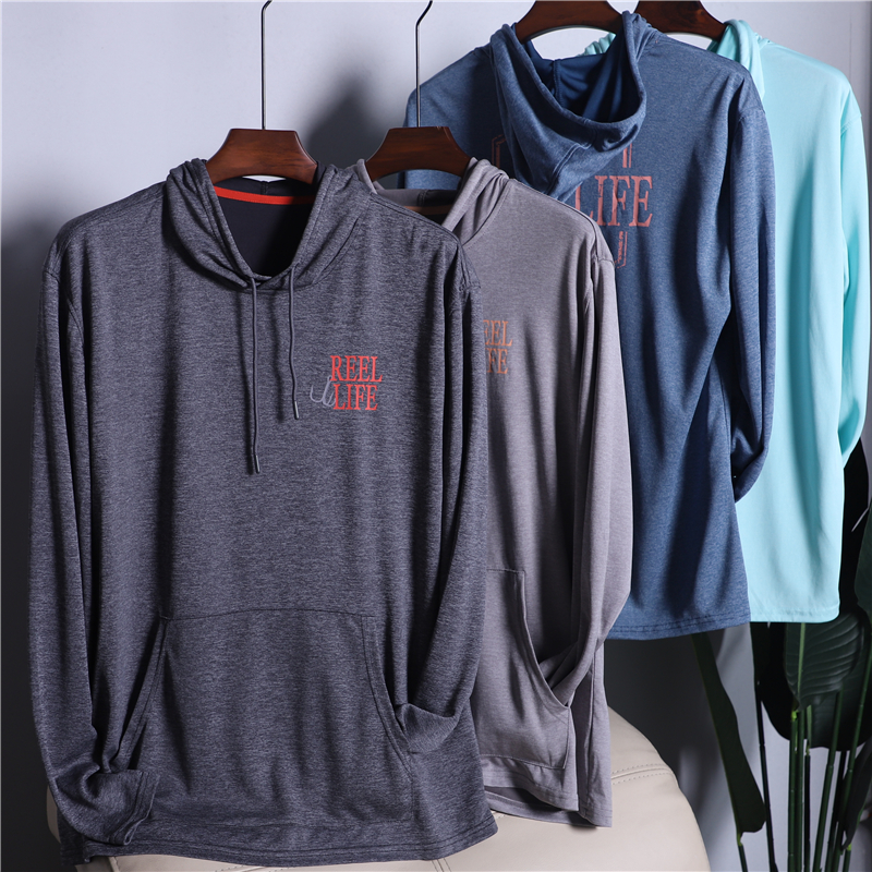 Mens Fishing Shirts Sun Protection Hoodie Shirt Hooded Performance Shirt Fishing Shirt Quick-dry UPF50+ USA Size S-2XL Camisas