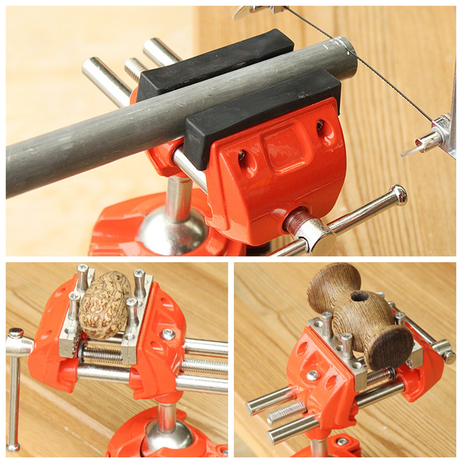 55mm Universal Table Vise 360 Degree Adjustable Aluminium Swivel Tabletop Clamp Vice Tilts Rotate Hand Fixed Tool Woodworking