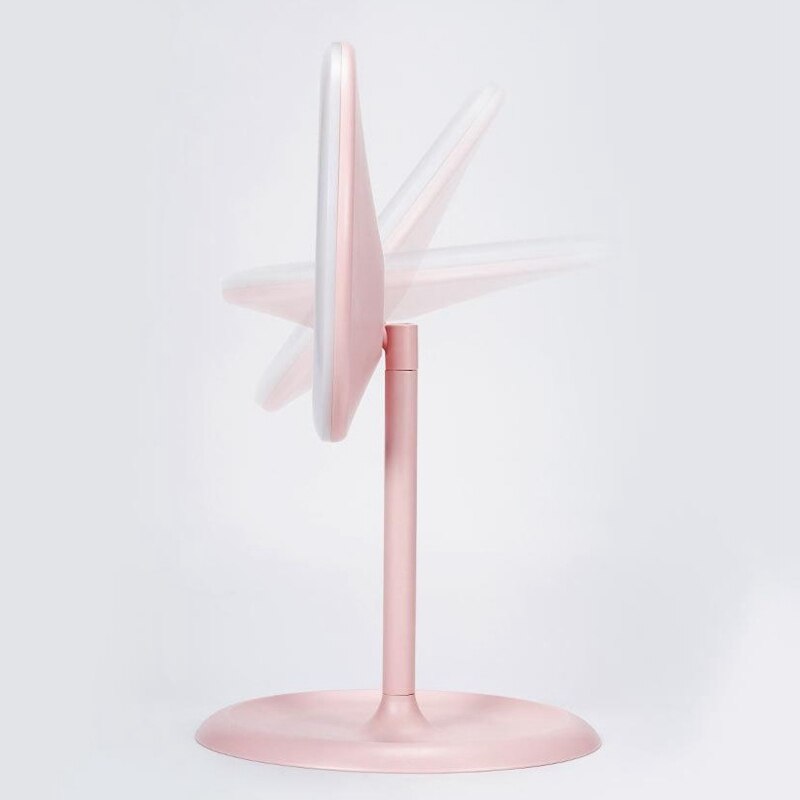 Portable LED Makeup Mirror With Light Ladies Dressing Table Mirror With Storage Desktop Shape Cosmetic Mirrors