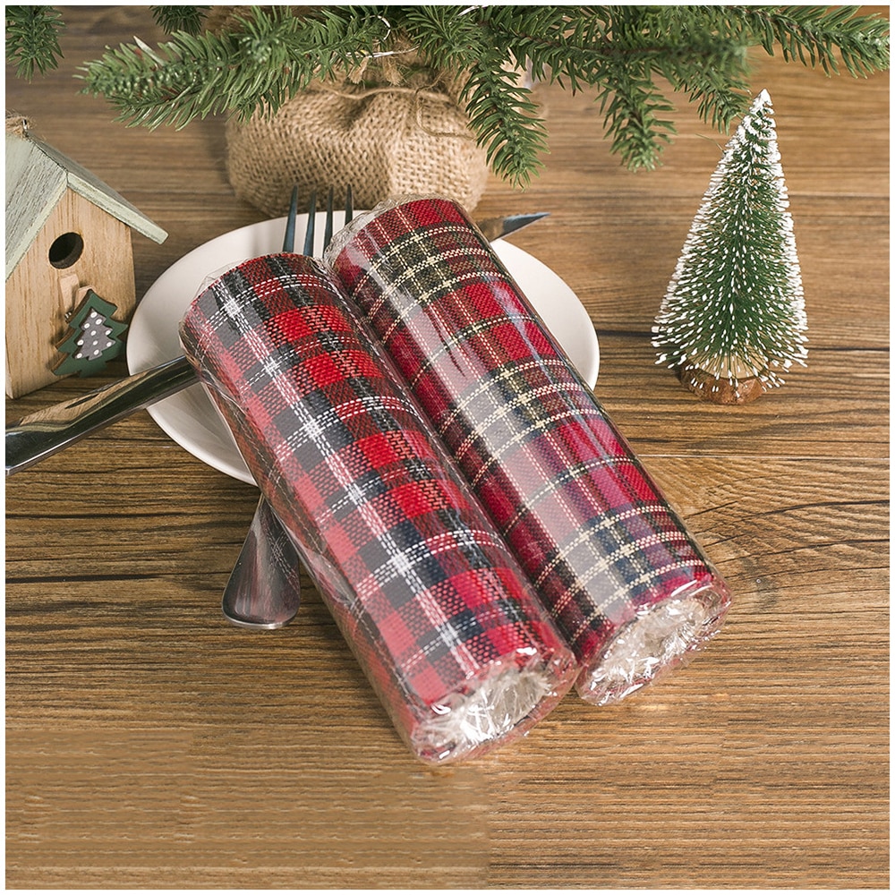 3M Christmas Scottish Plaid Grid Printed Ribbon European Plaid Fabric Christmas Tree Decoration Ribbon Christmas DIY Decoration