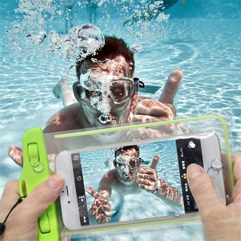 Vandtæt telefonpose drift dykning svømmetaske undervands tør taske cover til telefon vandsport strand pool skiløb 6 tommer