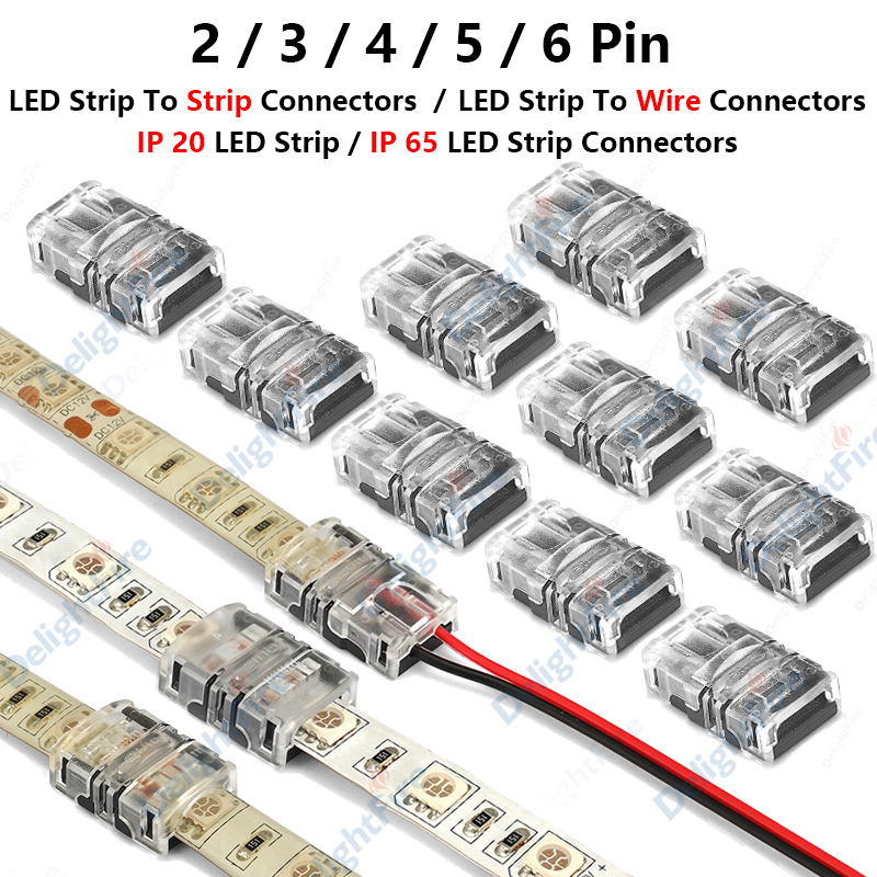 Soldeerloze LED-connector 6 5 4 3 2-pins LED-stripconnectoren voor RGB RGBW SMD 5050 WS2812B LED-strip Lichtdraadaansluiting