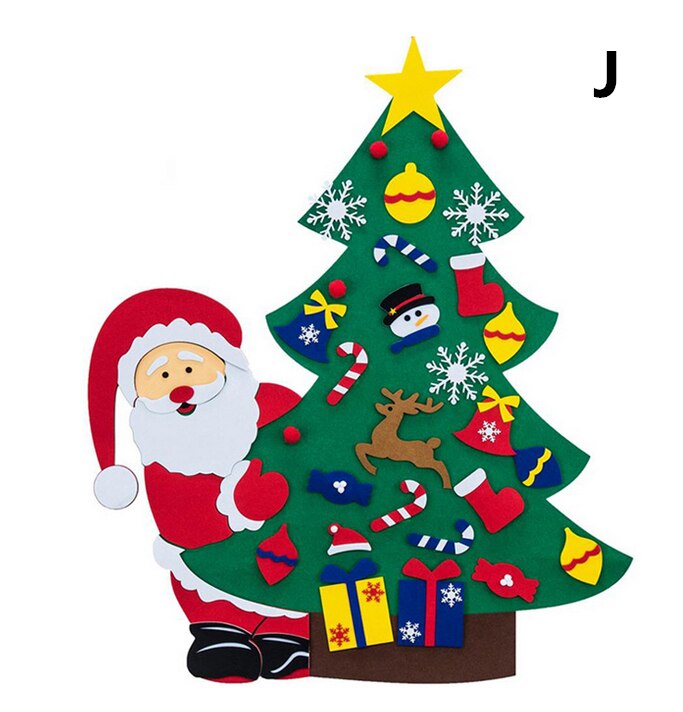 Bricolage feutre arbre de noël nouvel an enfants jouets arbre artificiel tenture murale ornements décoration de noël pour la maison: J