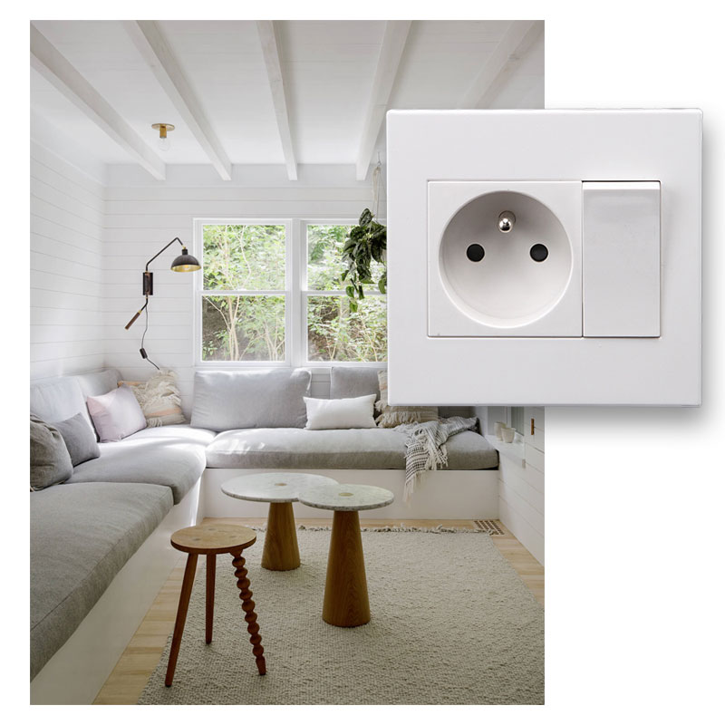 1 Gang 1 Way Wall Switch Socket EU German/French Standard Push Button Switch With Socket Panel Wall Light Switch 16A 250V