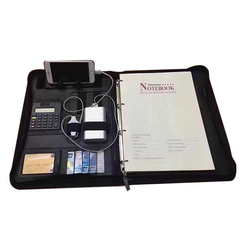 File Folder A4 Fichario Ring Binder Case for Document Organizer Office Manager Padfolio File Cabinet Holder Zipper Briefcase Bag