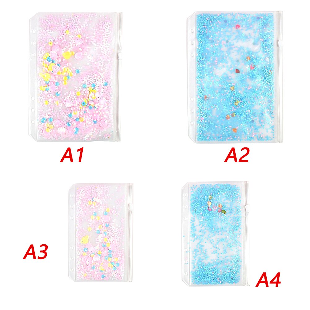 5Pcs Cute Folder Binder Pouch School Student Girls Sequins 6 Holes Refill Organiser for Binder Planner Diary Notebook File