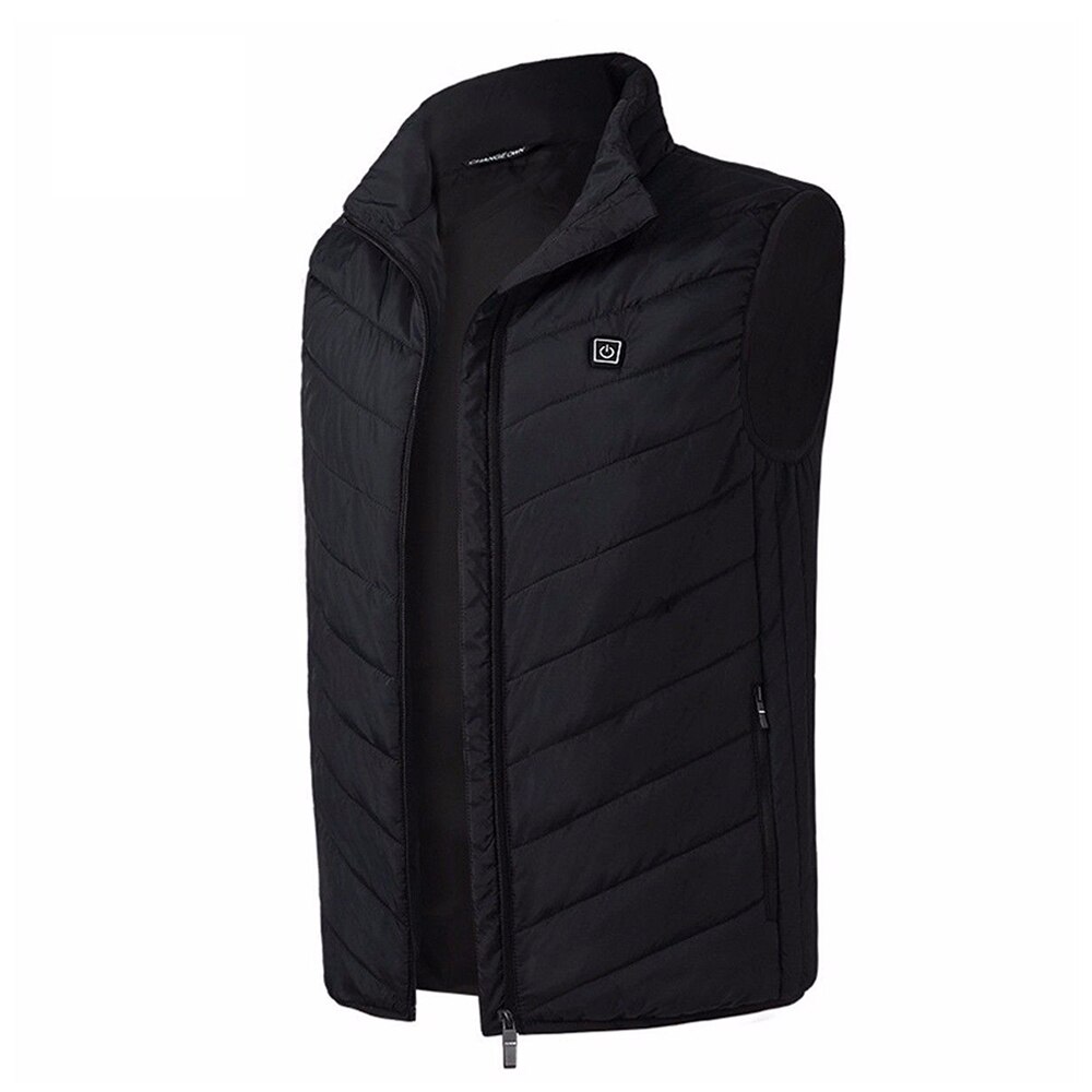 Das Mulheres dos homens Colete Casaco Sem Mangas Colete Roupas de Inverno Térmica USB Elétrico Aquecido Aquecimento Outerwear Jaqueta Masculina Plus Size 8XL: Black Vest / 8XL