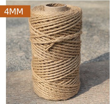 Cuerdas de Sisal de 4mm, 5mm, 6mm x 100m, hilo de yute, cuerda de cáñamo Natural, decoración de arte para el hogar para rascar gatos y mascotas: 4mm x 100m