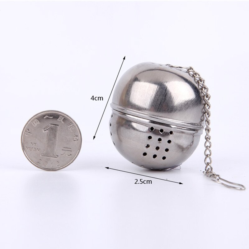 Gjenbrukbart rustfritt stål ball te infuser mesh filter sil ts skvis sil metall håndtak skje kjøkken tilbehør