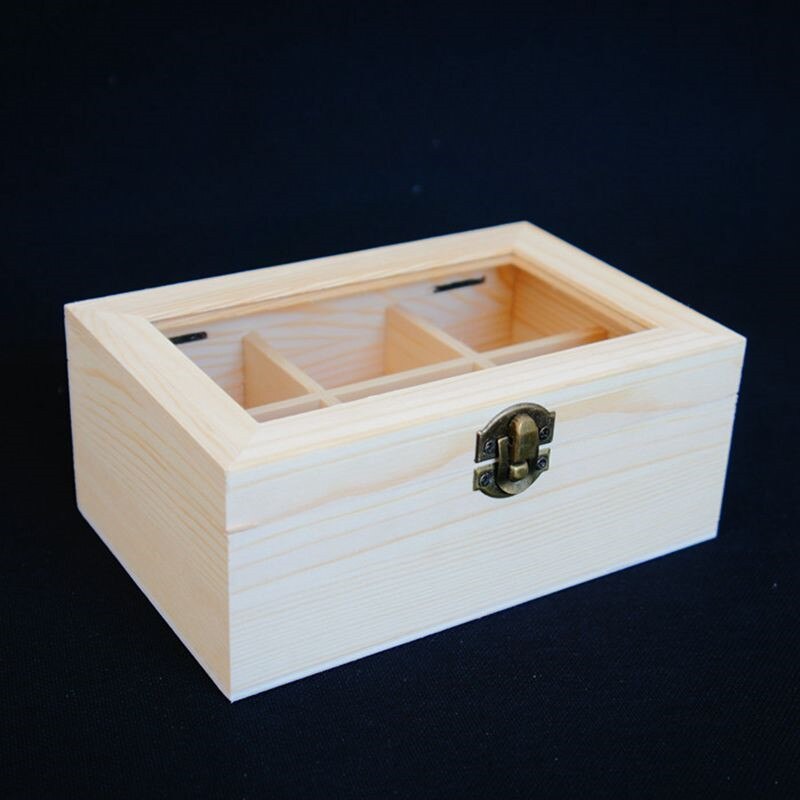 ! zakka multi-grid wooden box 6 grid 9 grid glass surface wooden box tea box storage box handmade soap box