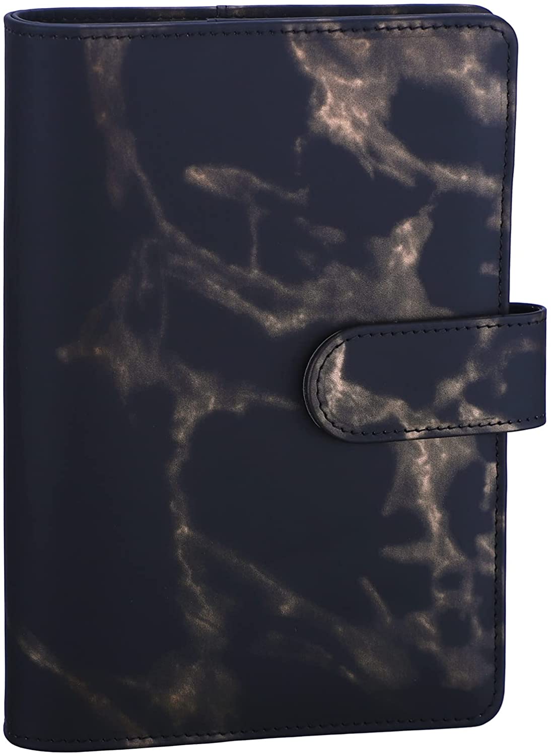 A6 PU Leather Notebook Binder Marble Refillable Binder Cover 6 Ring Loose Leaf Budget Planner Binder Cover with Magnetic Buckle: Marbled Black