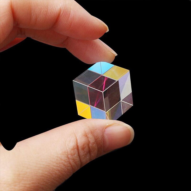 Prism Six-Sided Bright Light Combine Cube Prism Stained Glass Beam Splitting Prism Optical Experiment Instrument 20*20*20mm