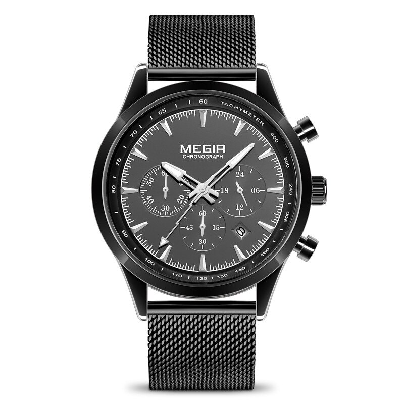 Megir Business Sport Heren Horloge Trend Multifunctionele Lichtgevende Waterdichte Horloges Mannelijke Relogio Masculino 2153: Black