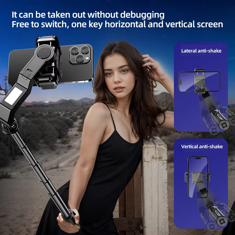 Håndholdt gimbal stabilisator smartphone kamera stabilisator selfie stick stativ trådløs fjernbetjening til iphone android