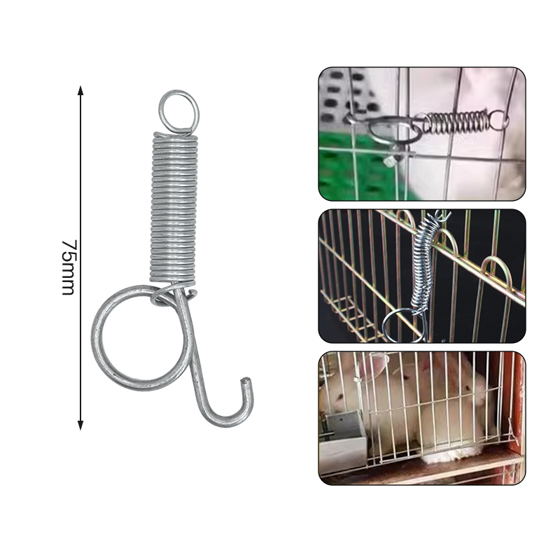 4/8Pcs Multifunctionele Lente Dierenkooivergrendelingen Lock Lente Konijn Kooi Deur Trekveer Met Haak Voor Het Bevestigen Van Alle Huisdieren Kooien: M / Black