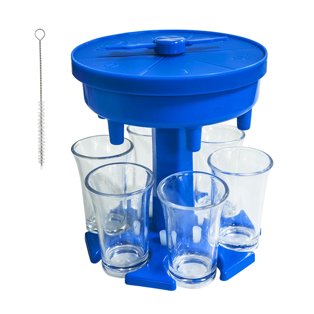 Verbeterde 6 Borrelglas Dispenser Fles Schoten Whisky Glazen Houder Dispenser Met Draaitafel Thuis Bar Party Games Drinken Tool: Blue set
