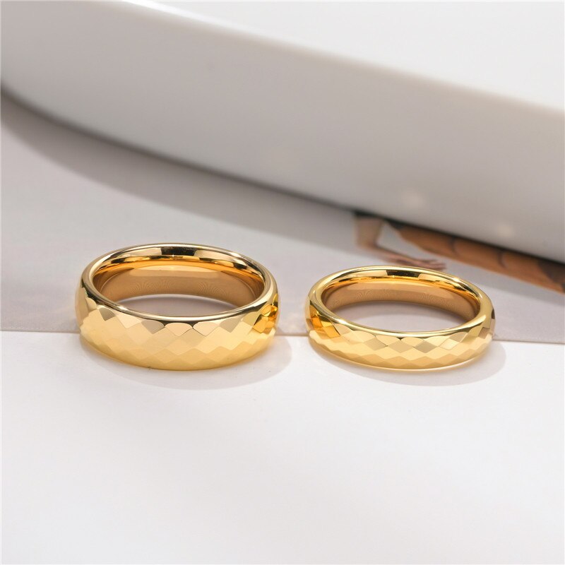 Zorcvens 4mm/6mm multi-facetado tungstênio anéis de casamento ouro/prata cor noivado banda para homens feminino conforto apto para casal