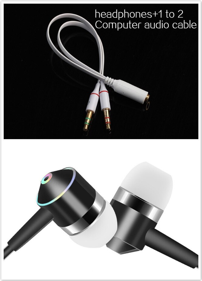 5/2/1Pcs 3.5MM Audio Cable Transfer Headset Conversion Cable 1 To 2 Computer Audio Cable +In-ear Mobile Phone Headset