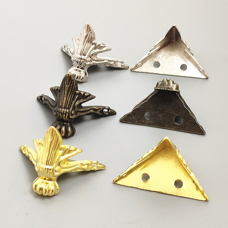 8Pcs Antique Corner Protector Box Wood Case Decorative Feet Leg Metal Crafts Hardware feet leg corner with Screw