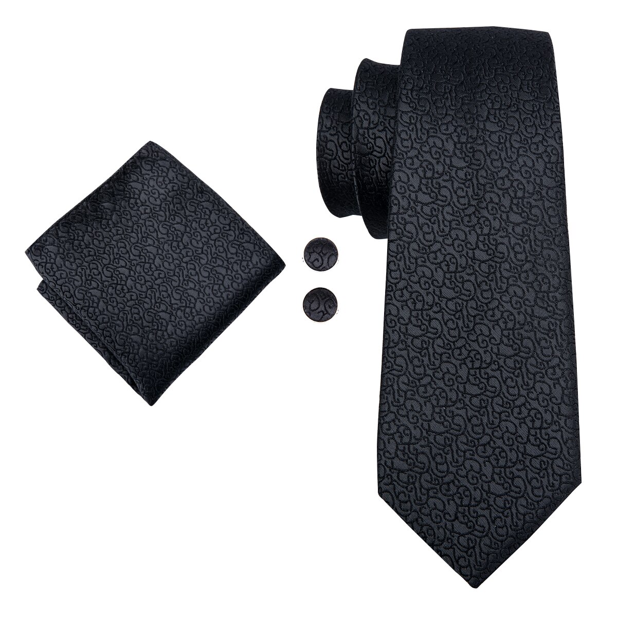 Hi-tie stijl 100%  zijden stropdassen zakdoek manchetknopen formele stijl voor zakelijk gebruik zwarte jacquard stropdas pak heren zakelijk c -3040
