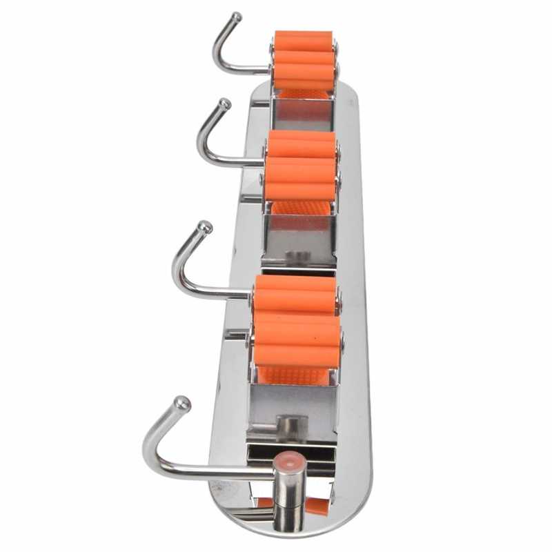 Broom Holder Broom Wall Mount Anti Slip with 3 Racks 4 Hooks for Home for Garden