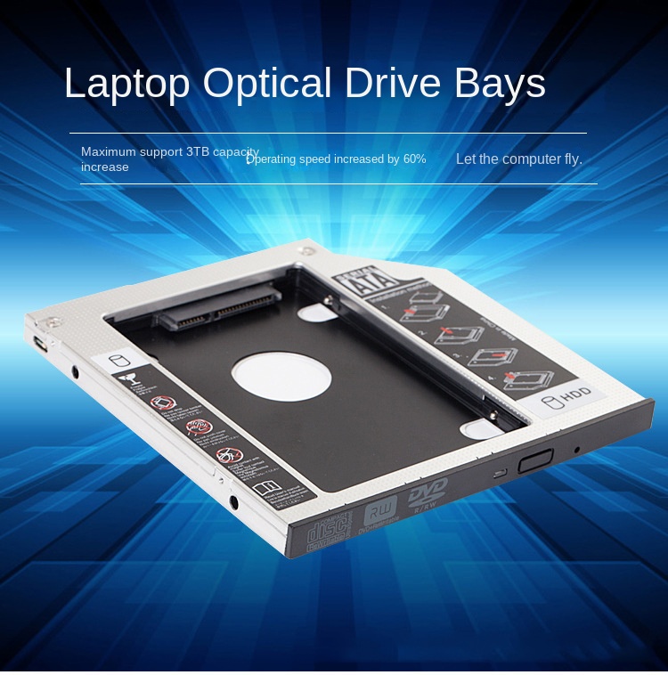 Boîtier de disque dur Hdd Caddy SSD SATA 3.0, optibay, adaptateur 2.5 pouces, boîtier de caddie 9.5/12.7mm pour ordinateur portable, baie optique CD DVD