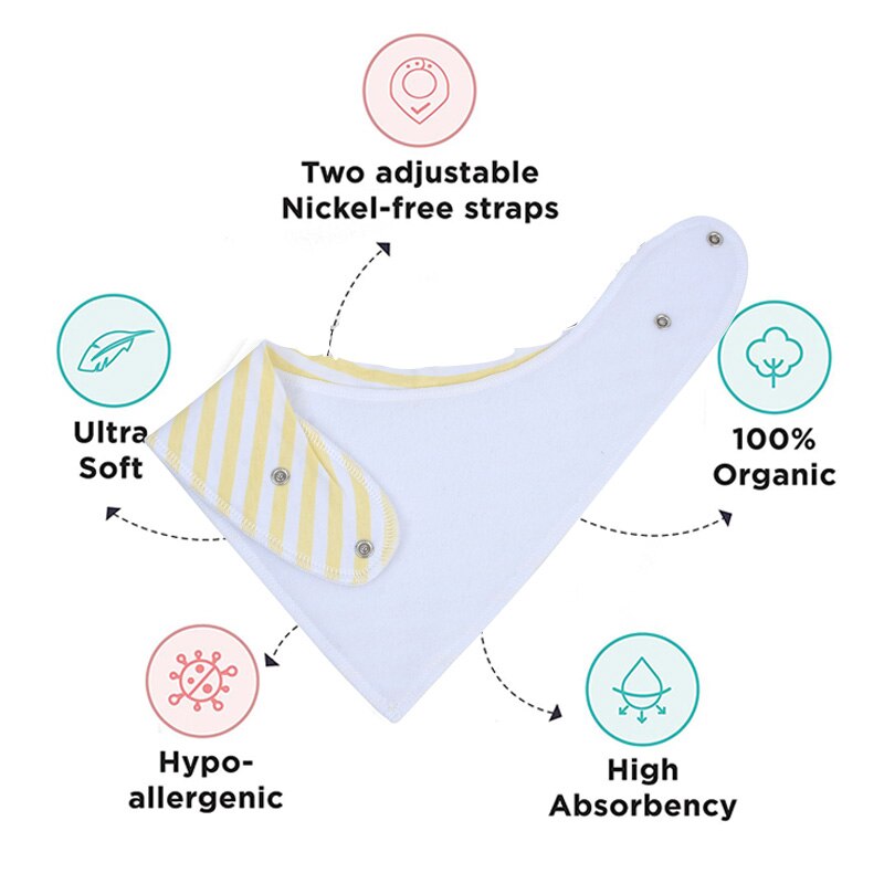 Bavoirs Bandana pour bébés, bavettes pour garçons et filles, 100% coton biologique, doux et absorbant, pour -nés, 8 pièces