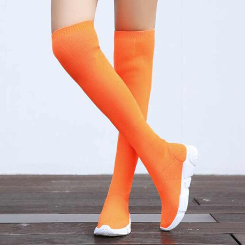 Covoyyar kvinder sokker støvler lange slanke over knæet høje støvler efterår vinter stretch stof kilesko kvinde wbs 850