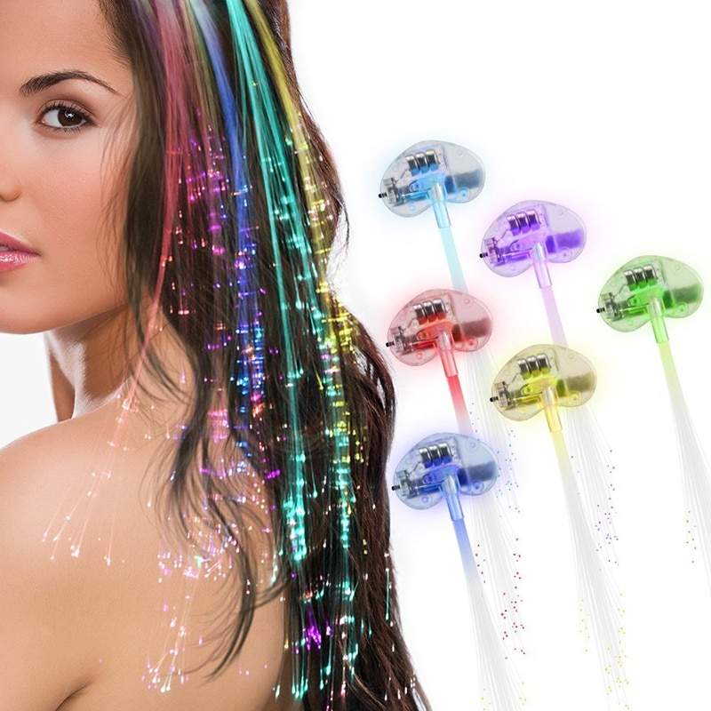 LED Fiber Optic Flashing Hair Braid Extensions Light Up Flash Barrette Clip Braid Glowing Hairpin Party Girls Hair Accessories