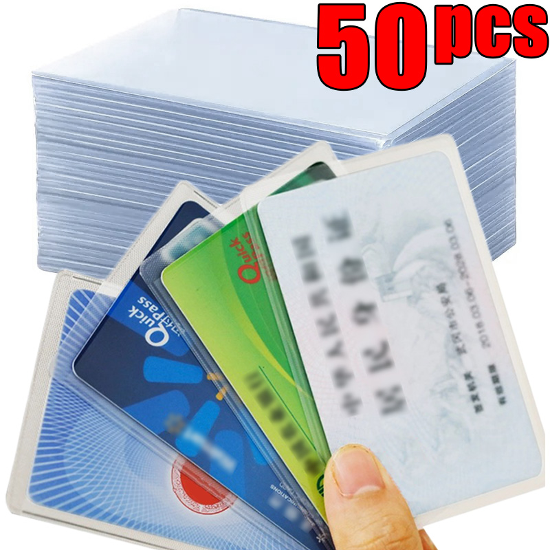 Protector de tarjetas de PVC, cubierta transparente esmerilada para tarjetas de identificación de crédito, soporte antimagnético, contenedor para postales, bolsas de almacenamiento, 1-50 Uds.