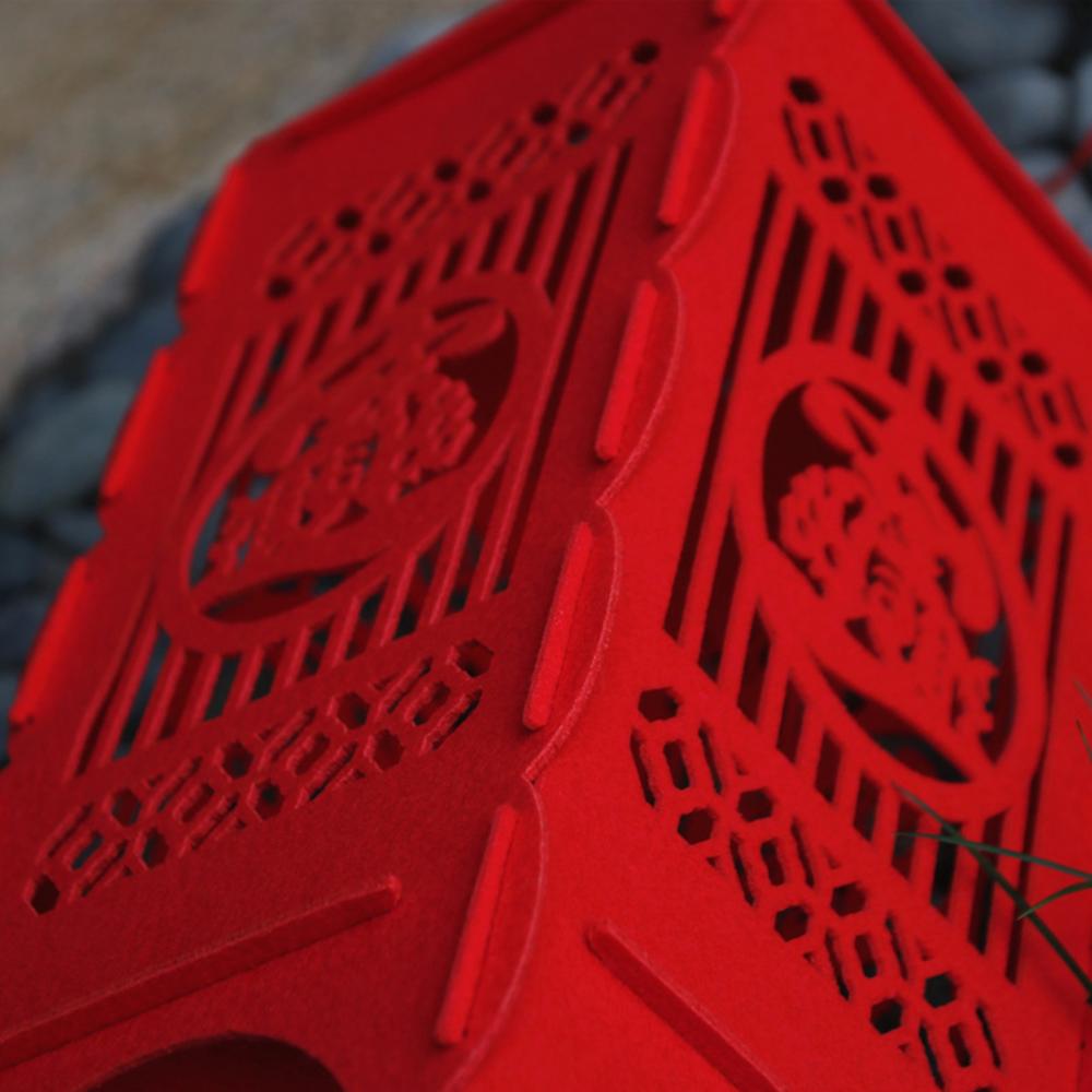 Chinese Year Square Palace Lantern Hollow Inlaid Spring Festival Decoration Red Lanterns Home Living Room Home Decoration