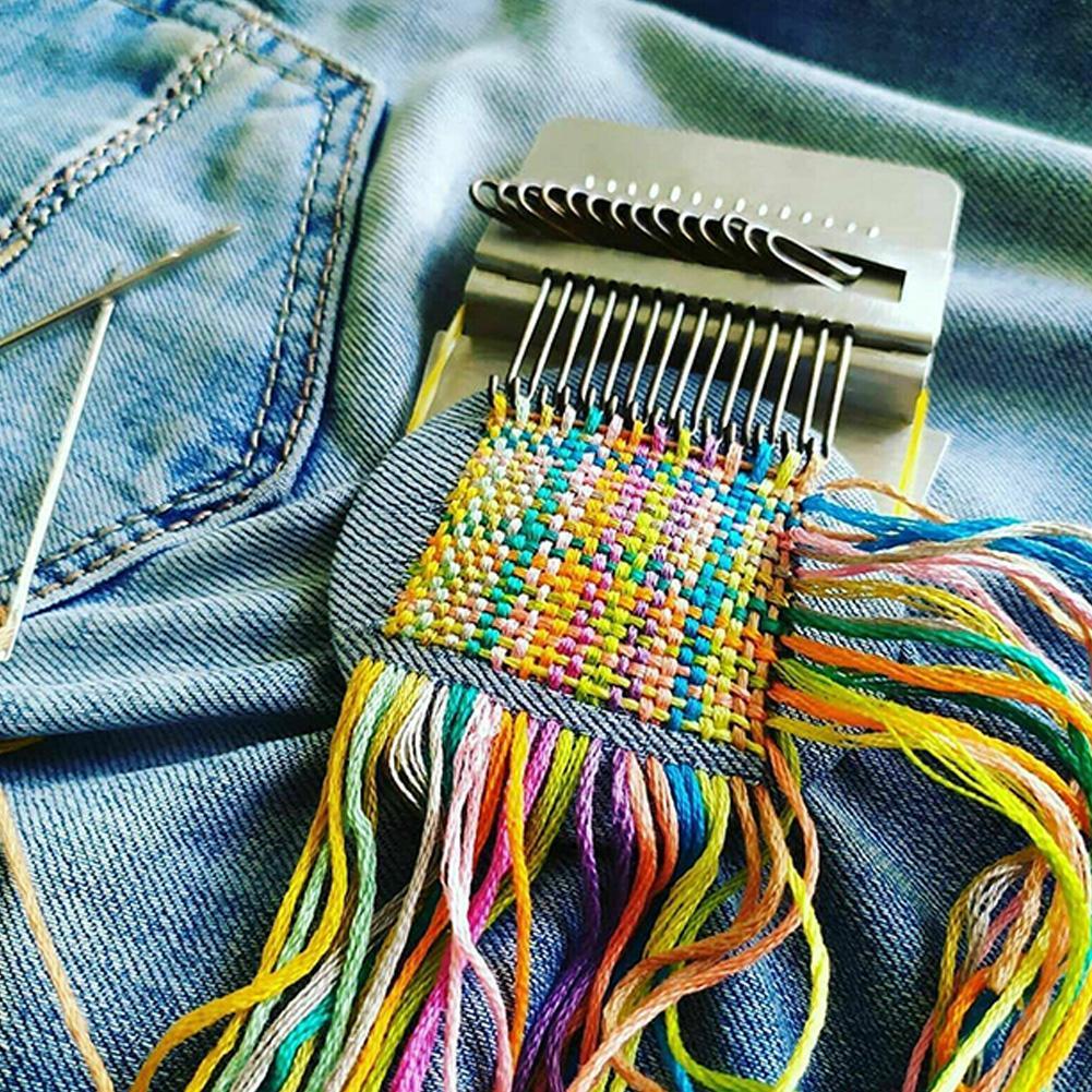 Minimáquina de telar de zurcir, herramienta de tejido tipo Speedweve de costura de ropa DIY, telar pequeño para máquina de zurcir con instrucciones