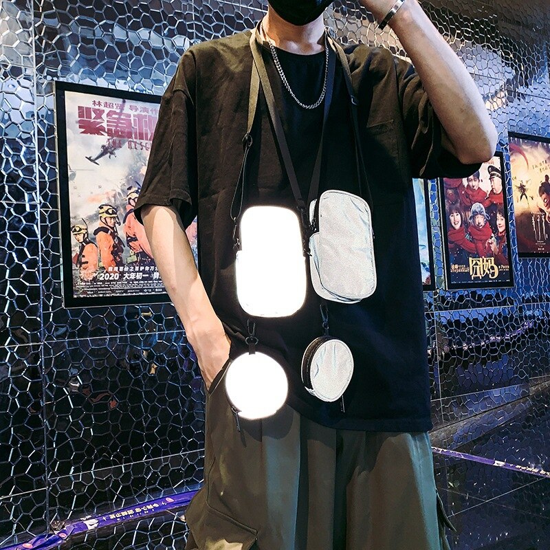 Coole reflecterende schoudertas mobiele telefoon tas mannen en vrouwen draagbare messenger mini kleine borsttas waterdichte sportkleding