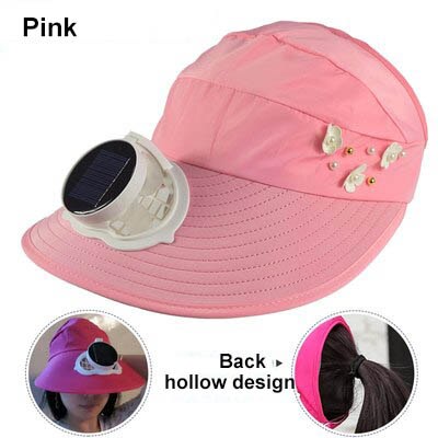 Ventilateur solaire chapeau usb charge grand vent demi casquette été travail en plein air pêche Ventilation refroidissement ventilateur casquette protection solaire: pink   01