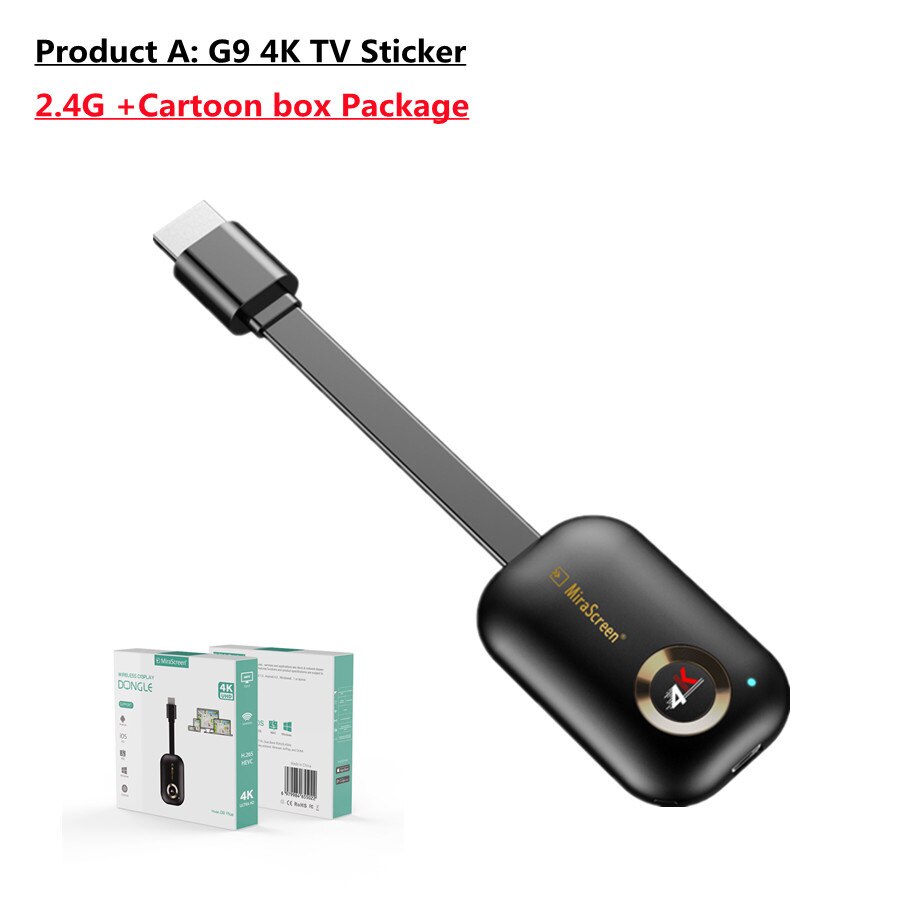 Mirascreen-receptor Dongle G9 Plus, 2,4G/5G, 4K, Miracast, Wifi, para DLNA, AirPlay, TV HD, para IOS, Android y windows: 4k 2.4G