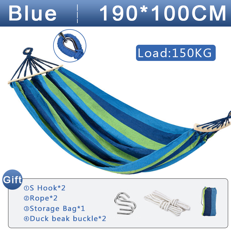 Hamaca a rayas para exteriores, hamaca portátil para jardín, columpio de viaje para acampar, cama colgante de lona, columpio antivuelco para Picnic, ocio, bosque