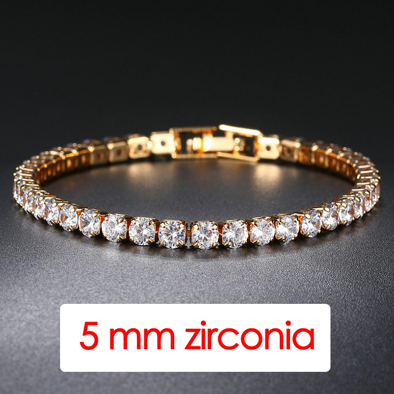 Hiphop Tennis Armband Homme Iced Out 3/4/5mm Zirkonia Herren Kristall Kette auf Der Hand Hip-hop Streetwear Schmuck Männlich H086: 19cm / Heißes Stempeln