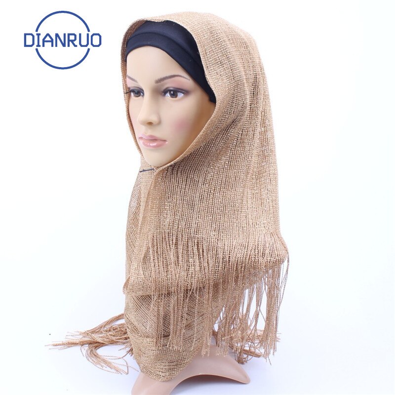 Dianruo suosittu yksivärinen naisten huivi shaalipanta femme bandana tupsut pitsi muslimi hijabit pehmeät päähuivit  n207
