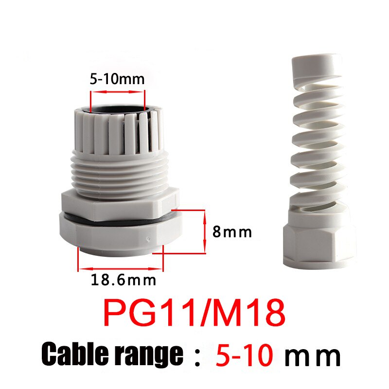 5PCS IP68 waterproof cable seal sleeve connector plastic screw stress protector M12 PG7 / PG9 / PG11 3-6mm anti-bending: PG11-M18
