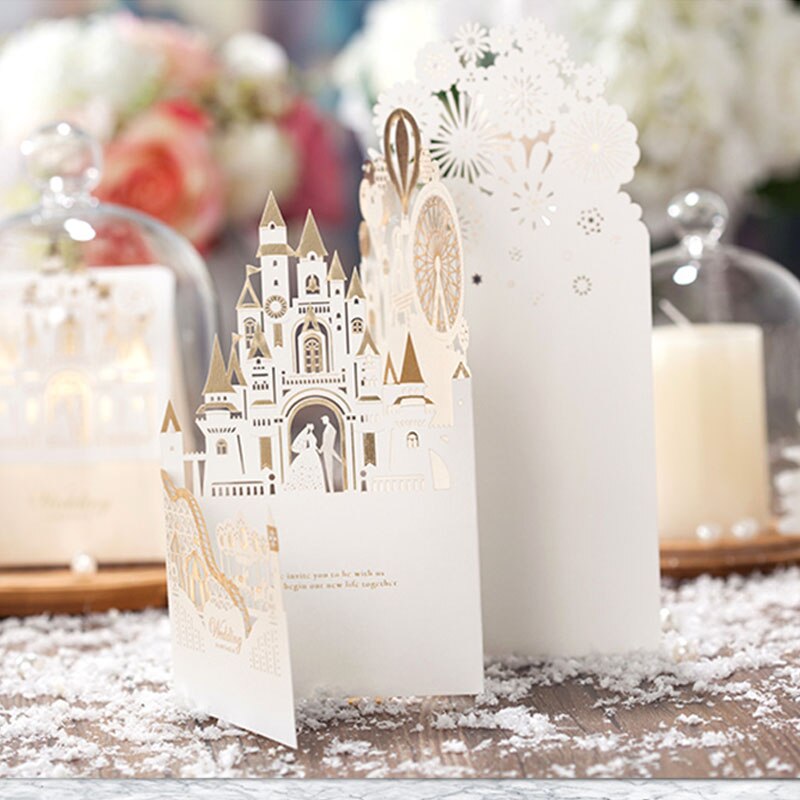 10PCS Invitations Wedding Book Invitations Simple Three-Dimensional Wedding Atmosphere European Custom Envelope Party Supplies