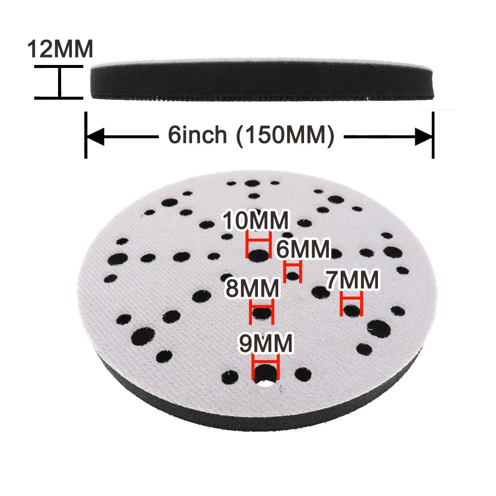 Sponge Interface Pad Soft 6 inch 150mm 48 holes Buffer Sponge for for Sanding Pads Automobiles Motorcycles Abrasive Tools