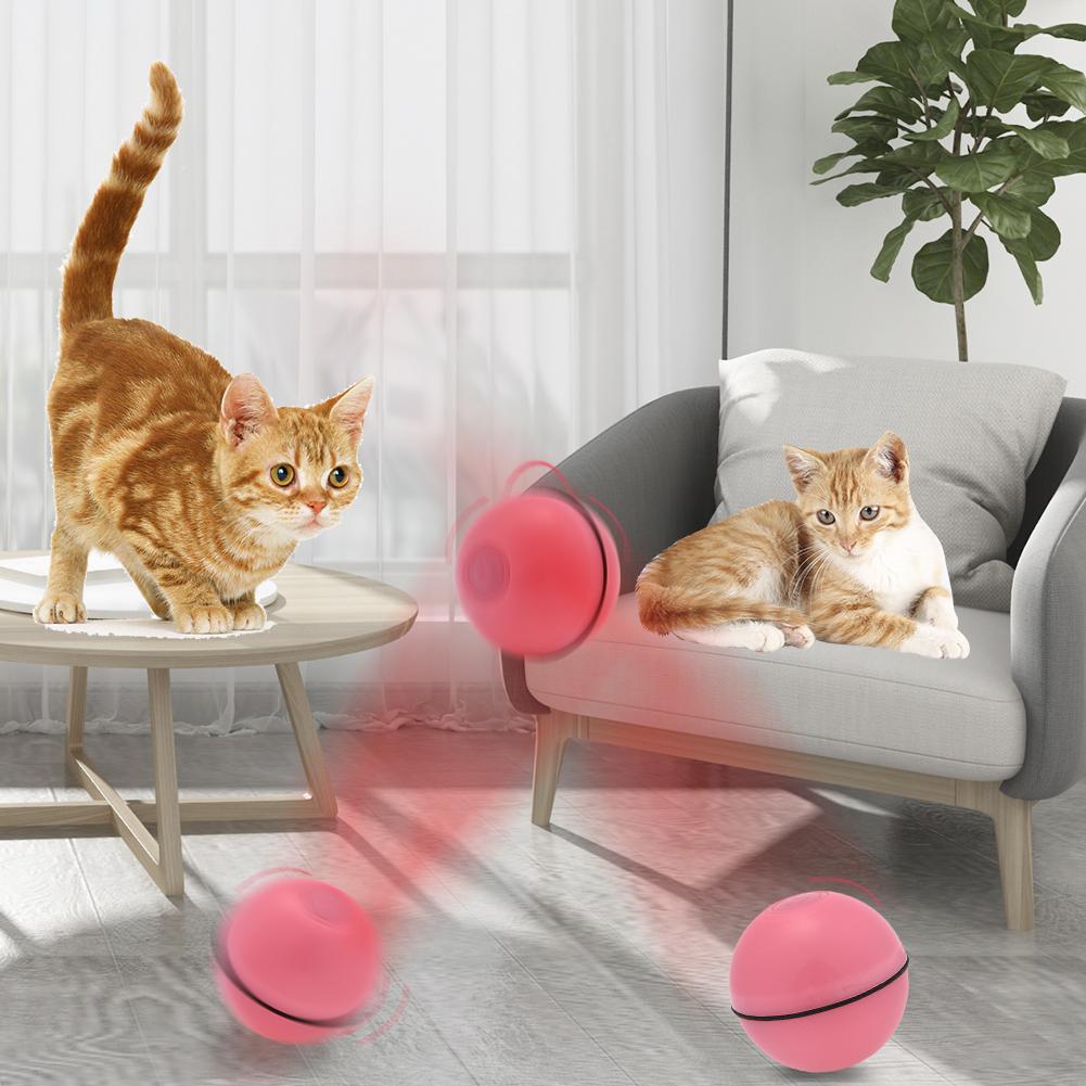 Smart hoppebold usb elektrisk kæledyrslegetøj magisk rullekugle ledet rullende flashkugle automatisk roterende legetøj til kattehundebørn