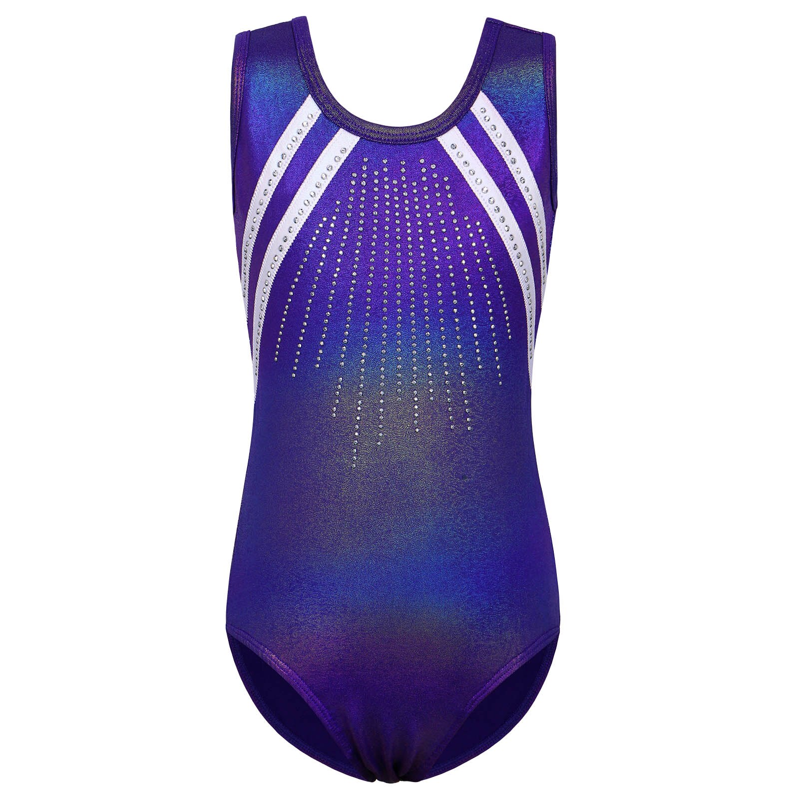 BAOHULU Leotards Girls Gymnastics Embroidery Shiny Diamond Dance Clothes Teens Sleeveless Ballet Practice Outfit Bodysuit