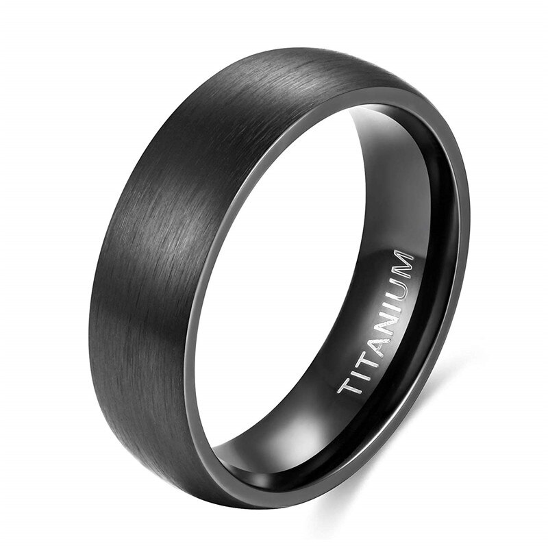 Eamti 6/8mm Black Men Rings Brushed Male Pure Titanium Ring Cool Couple Wedding Band Unisex Dark anillo hombre Allergy free: 9.5 / 6mm