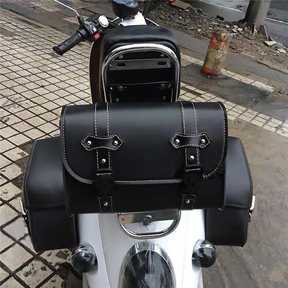 Til harley sportster  xl883 xl1200 universal motorcykel sadeltaske model side pu læder bagage sadeltaske opbevaringsværktøjspung