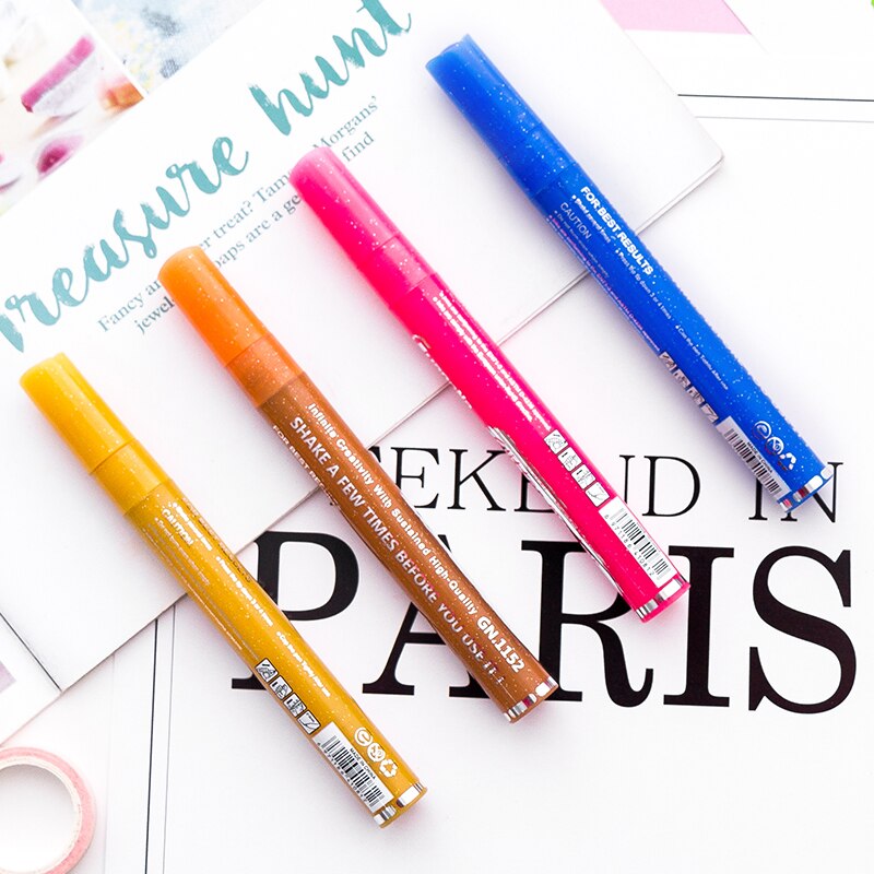 12 Pcs/set Outline Paint Marker Pen Double Line Pen Diy Album Scrapbooking Metal Marker Glitter for Drawing Painting Doodling