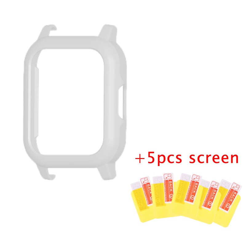 Protector Frame Case Voor Haylou LS02 Smart Horloge Pc Plastic Cover Shell Hard Frame Voor Xiaomi Haylou Ls02 Screen Protector film: WHITE