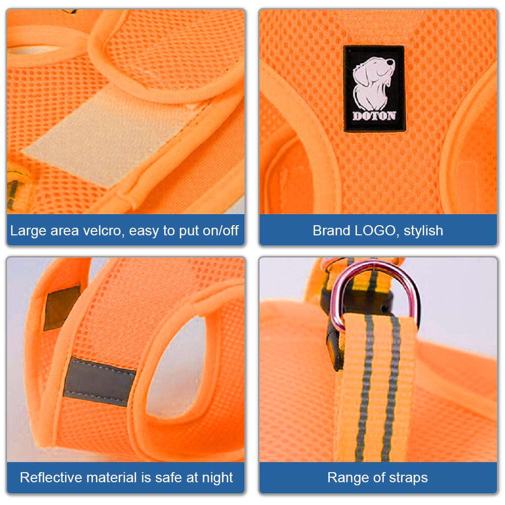 Harnas strepen verstelbaar super kattenharnas ademend jack zacht en comfortabel harnas met reflecterend xs oranje raster